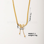 Fashionable Stainless Steel Short Snake Bone Chain Butterfly Link Necklaces, Golden, 15.75 inch(40cm)(HK7200)