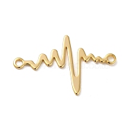 Brass Connector Charms, Electrocardiogram Links, Real 18K Gold Plated, 24x38x1mm, Hole: 2mm(KK-O100-12G)