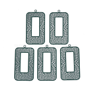 430 Stainless Steel Filigree Pendants, Spray Painted, Etched Metal Embellishments, Rectangle, Dark Slate Gray, 43x22.5x0.4mm, Hole: 1.6mm(STAS-S108-14B)