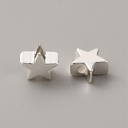 Brass Beads, Star, Silver, 5.5x6x3mm, Hole: 1.2mm(KK-WH0047-79A-S)