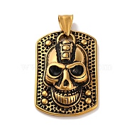 Halloween Theme 304 Stainless Steel Pendants, Rectangle with Skull Charm, Antique Golden, 39.5x26x9.5mm, Hole: 9x4.5mm(STAS-U021-05AG)