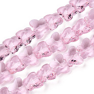 Transparent Glass Beads, Faceted, Butterfly, Pearl Pink, 12x14.5x7.5mm, Hole: 1mm(GLAA-Q066-14mm-B17)