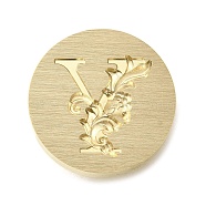 Wax Seal Brass Stamp Heads, Flower Letter Series, Golden, Letter Y, 25.5x14mm, Hole: 7mm(AJEW-D301-02G-Y)