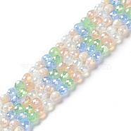 Electroplated Glass Beads Strands, Faceted Teardrop, Aquamarine, 4.5~5x4mm, Hole: 0.8mm, about 100pcs/strand, 18.31~18.70''(46.5~47.5cm)(GLAA-B013-01D)