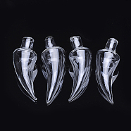 Handmade Blown Glass Globe Bottles, Pepper, Clear, 44~48x17mm, Half Hole: 4~5.5mm(BLOW-T001-33A)