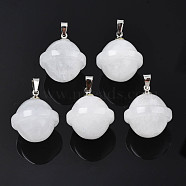 Natural Quartz Crystal Pendants, with Stainless Steel Color Tone Stainless Steel Findings, Planet, 22.5x20mm, Hole: 3x5mm(PORC-T132-053F)