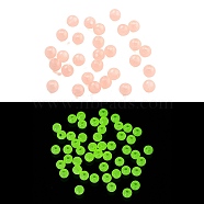 Opaque Luminous Acrylic Beads, Glow in the Dark Beads, Round, Light Salmon, 4mm, Hole: 1mm, about 16666pcs/500g(OACR-G038-06B)