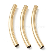 Brass Tube Beads, Long-Lasting Plated, Curved Beads, Tube, Real 24K Gold Plated, 60x6mm, Hole: 5.5mm(KK-Y003-90O-G)