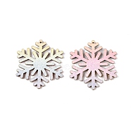 PU Leather Big Pendants, Christmas Theme, Colorful, Snowflake, 54x49x2.5mm, Hole: 1.6mm(FIND-N005-73F)