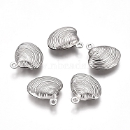 304 Stainless Steel Charms, Shell Shape, Stainless Steel Color, 14x13x4mm, Hole: 1mm(STAS-I138-04P)