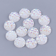 Resin Cabochons, Half Round, White, 12x3~3.5mm(CRES-T012-01A)