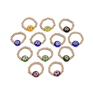 Daisy Knit Brass Beaded Ring Set for Best Friend Gift Vacation Vibe, Random Color Beads(HZ5181)