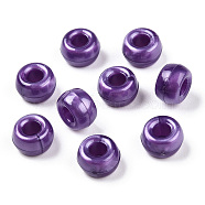 Plastic Pearlized Beads, Barrel, Purple, 9x6mm, Hole: 3.8mm, about 1900pcs/500g(KY-T025-01-D04)