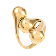 304 Stainless Steel Open Cuff Rings for Women, Real 18K Gold Plated, Adjustable(RJEW-A049-01A-G)