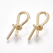 Alloy Stud Earrings, Knot, Light Gold, 28~28.5x10.5mm, Pin: 0.7mm(PALLOY-S177-56)