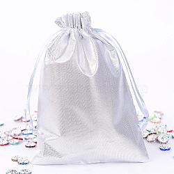 Rectangle Cloth Bags, with Drawstring, Silver, 17.5x13cm(X-ABAG-R007-18x13-12)