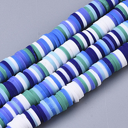 Handmade Polymer Clay Beads Strands, for DIY Jewelry Crafts Supplies, Heishi Beads, Disc/Flat Round, Mixed Color, 6x0.5~1mm, Hole: 1.8mm, about 320~447pcs/strand, 15.75 inch~16.14 inch(40~41cm)(X-CLAY-R089-6mm-088)