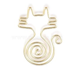 Cat Shape Iron Paperclips, Cute Paper Clips, Funny Bookmark Marking Clips, Golden, 34x23x1mm(TOOL-L008-003G)