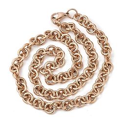 Ion Plating(IP) 304 Stainless Steel Rolo Chains Necklaces, with Lobster Claw Clasps, Rose Gold, 19.65 inch(49.9cm)(NJEW-F297-02RG)