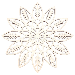 Laser Cut Wooden Cup Mat, Flower, Brown, 30x30x0.4cm(WOOD-WH0015-26)