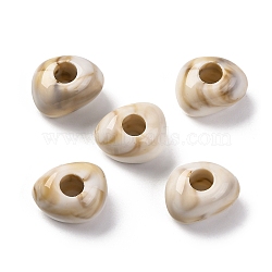 Two Tone Opaque Acrylic Beads, Imitation Gemstone, Triangle, White, 13x16x9.5mm, Hole: 5.2mm, About: 416pcs/500g(MACR-Z002-02C)