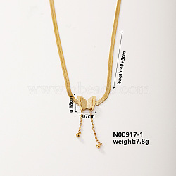 Fashionable Stainless Steel Short Snake Bone Chain Butterfly Link Necklaces, Golden, 15.75 inch(40cm)(HK7200)