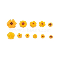 Resin Cabochons, for Diy Mobile Accessories, Daisy Flower, Orange, 9~26.5x4~8.5mm(CRES-CJC0005-01B)