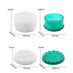 DIY Silicone Storage Molds, Resin Casting Molds, Clay Craft Mold Tools, White, Flat Round, 113~123x18~61mm(SIMO-P008-19A)