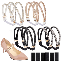 Elite 4 Bags 4 Colors Elastic Polyester Shoelace Bands, Rhinestone High Heels Shoe Straps, Anti-Loose Shoelaces, for High-Heeled Shoes, Mixed Color, 19x14~45x2.5mm, 1 bag/color(FIND-PH0020-45)