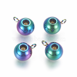 Ion Plating(IP) 304 Stainless Steel Tube Bails, Loop Bails, Rondelle, Rainbow Color, 11x6.5x8mm, Hole: 1.8mm(X-STAS-G193-06B)