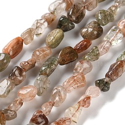 Natural Rutilated Quartz Beads Strands, Nuggets, Tumbled Stone, 4.5~11.5x3~7x3.5~6mm, Hole: 1~1.2mm, about 48~68pcs/strand, 15.35~15.94''(39~40.5cm)(G-P497-01C-19)