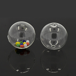 Handmade Blown Glass Globe Beads, Round, Clear, 14mm, Hole: 2~3mm(DH017J-1-14mm)
