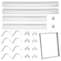 DIY Aluminium Alloy Floater Frame for Canvas Painting Kit, with Iron Hanger & Findings, Matte Silver Color(DIY-WH0401-24A)