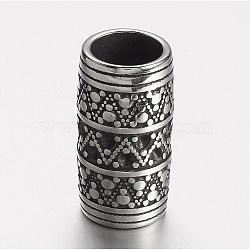 304 Stainless Steel Beads Rhinestone Settings, Column, Antique Silver, 23.5x12mm, Hole: 9mm(STAS-D166-48AS)