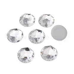Acrylic Rhinestone Cabochon, Faceted, Half Round/Dome, Clear, about 20mm in diameter, 6mm thick(PGO-20mm38)