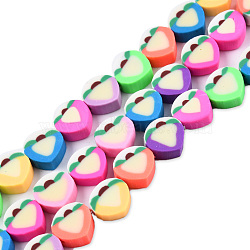 Handmade Polymer Clay Beads Strands, Peach, Colorful, 12x10x4~5mm, Hole: 1.6mm, about 40pcs/strand, 15.35 inch(39cm)(CLAY-N008-080)