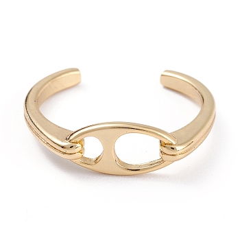 Brass Cuff Rings, Open Rings, Long-Lasting Plated, Flat Oval, Real 18K Gold Plated, 2.5mm, Inner Diameter: 18.1mm