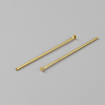 Brass Flat Head Pins, for Jewelry Making Findings, Golden, 21 Gauge, 31x0.7mm, Head: 2mm, about 100pcs/bag