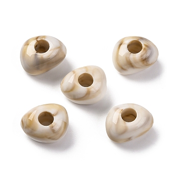 Two Tone Opaque Acrylic Beads, Imitation Gemstone, Triangle, White, 13x16x9.5mm, Hole: 5.2mm, About: 416pcs/500g