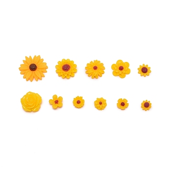 Resin Cabochons, for Diy Mobile Accessories, Daisy Flower, Orange, 9~26.5x4~8.5mm