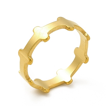 Ion Plating(IP) 201 Stainless Steel Dog Bone Wrap Finger Ring for Women, Golden, US Size 6(16.5mm)