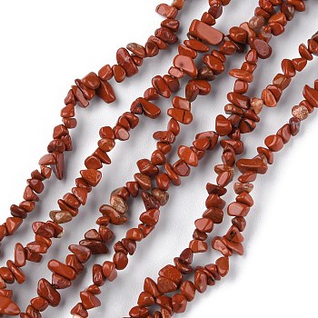 Natural Red Jasper Beads Strands, Chip, 1.5~4.5x3~13x2.5~8mm, Hole: 0.6mm, 30.94~31.97 inch(78.6~81.2cm)