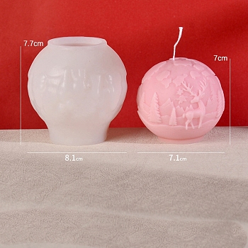 3D Christmas Ball DIY Silicone Candle Molds, Aromatherapy Candle Moulds, Scented Candle Making Molds, White, 8.3x8.1x7.7cm