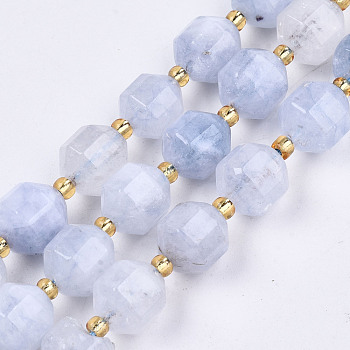 Natural Dolomite Beads Strands, Faceted, Dyed, Round, Azure, 10.5x9.5mm, Hole: 1.2mm, about 31pcs/strand, 15.04 inch~15.35 inch(38.2cm~39cm)