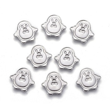 304 Stainless Steel Cabochon Settings for Enamel, Penguin, Stainless Steel Color, 8.5x9x1mm