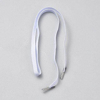 Notebook Bands, Nylon Elastic Cords with Iron Cord Ends, White, 500x5x1mm