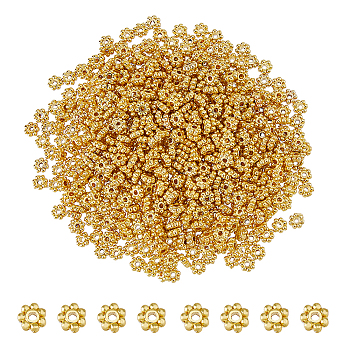 600Pcs Alloy Daisy Spacer Beads, Granulated Beads, Lead Free & Cadmium Free, Golden, 4.5x1.5mm, Hole: 1mm