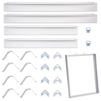 DIY Aluminium Alloy Floater Frame for Canvas Painting Kit, with Iron Hanger & Findings, Matte Silver Color