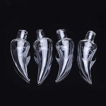 Handmade Blown Glass Globe Bottles, Pepper, Clear, 44~48x17mm, Half Hole: 4~5.5mm