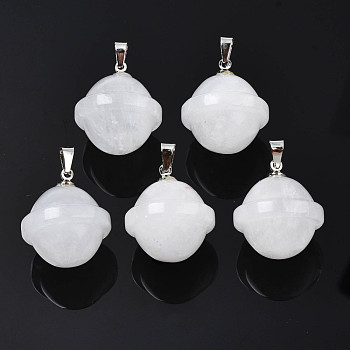 Natural Quartz Crystal Pendants, with Stainless Steel Color Tone Stainless Steel Findings, Planet, 22.5x20mm, Hole: 3x5mm
